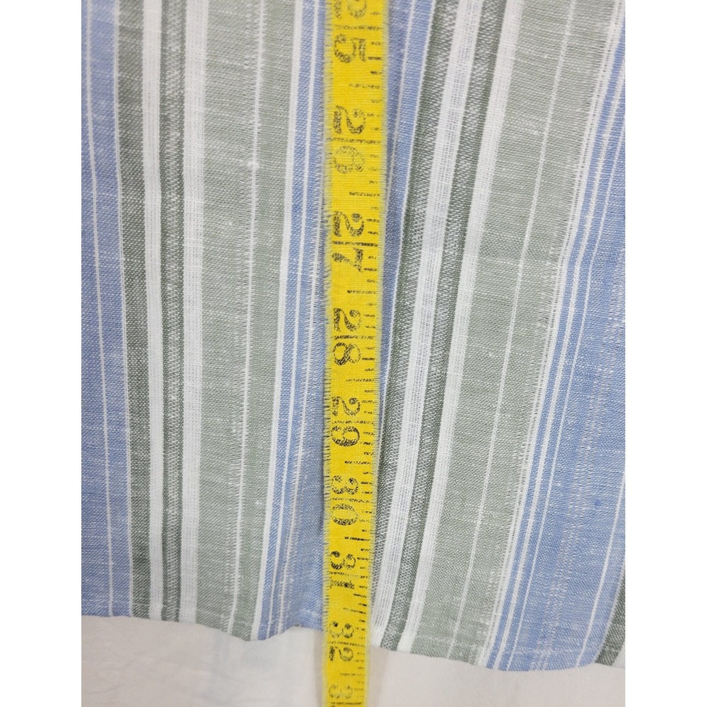Concepts Claiborne Mens L NWT Linen Blend Striped Button Down Shirt Blue Green - Picture 3 of 7